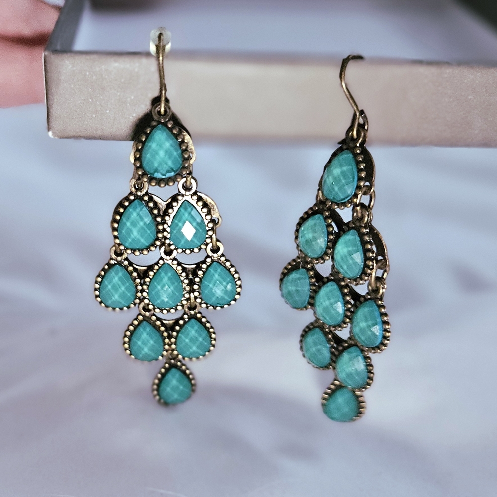 Elegant Turquoise Chandelier Earrings